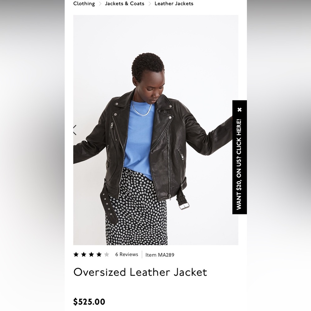 Madewell Oversized Real Leather Jacket